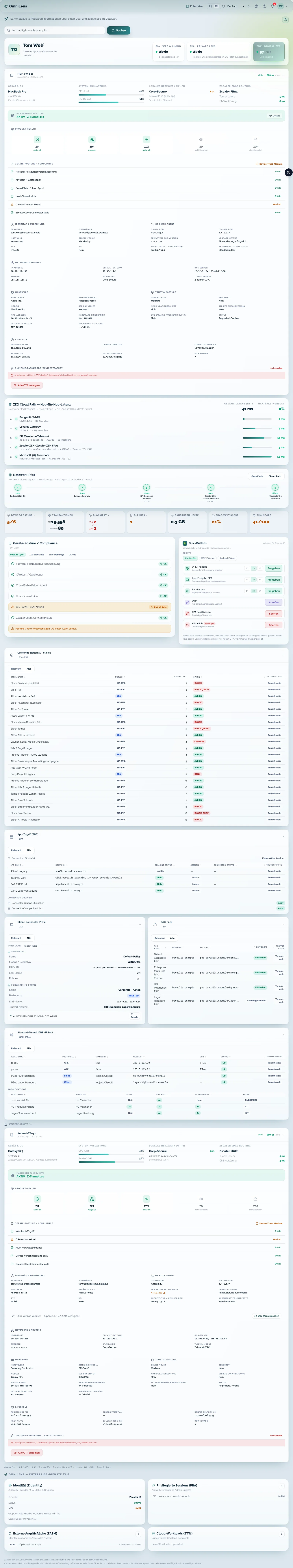 Unified Support Center: Review rules, includes, excludes, profiles, apps, tunnels and available experience data together.