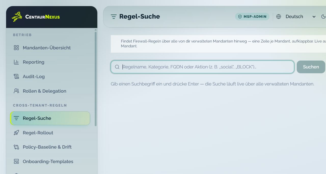 Cross-Tenant-Regelsuche durchsucht Firewall-Regeln über verwaltete Mandanten