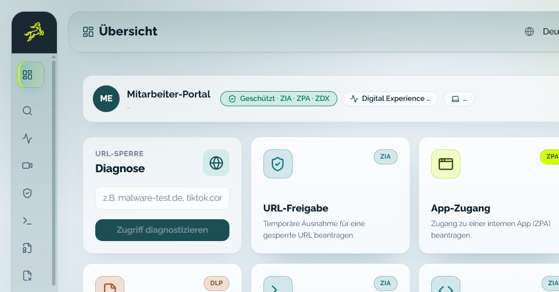 CentaurNexus user dashboard with access requests and self-service status